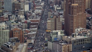 5.5K aerial stock footage orbit Canal Street in Soho, New York City Aerial Stock Footage | AX120_245