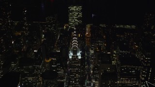 5.5K aerial stock footage orbit top of Chrysler Building at Night in Midtown, NYC Aerial Stock Footage | AX122_139E