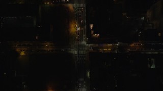 5.5K aerial stock footage of a bird's eye of 2nd Avenue in Gramercy and East Village at Night in New York City Aerial Stock Footage | AX122_231E