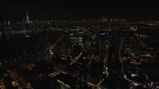 5.5K aerial stock footage orbit Brooklyn high-rises at Night in New York City Aerial Stock Footage | AX122_271E