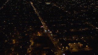 5.5K aerial stock footage orbit Brooklyn apartment buildings at Night in New York City Aerial Stock Footage | AX123_128E