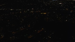 5.5K aerial stock footage of flying over suburban homes at Night in Hempstead, New York Aerial Stock Footage | AX123_153E