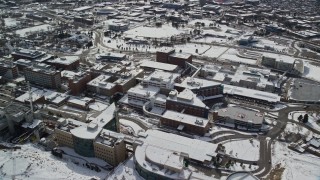 5.5K aerial stock footage of circling University of Utah hospital buildings in wintertime, Salt Lake City Aerial Stock Footage | AX126_053E