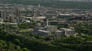 5.5K aerial stock footage of orbiting Utah State Capitol, Temple Square and Downtown Salt Lake City, Utah Aerial Stock Footage | AX129_040E