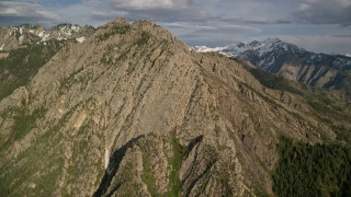 5.5K aerial stock footage flyby Mount Olympus, Wasatch Range, Utah Aerial Stock Footage | AX129_095E