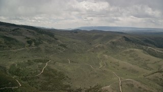 5.5K aerial stock footage fly over dirt roads through the hills, Fishlake National Forest, Utah Aerial Stock Footage | AX130_218E