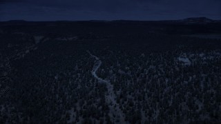 4K day for night color corrected aerial footage of flying over desert vegetation, approaching a canyon, Dixie National Forest, Utah Aerial Stock Footage | AX130_348_DFN