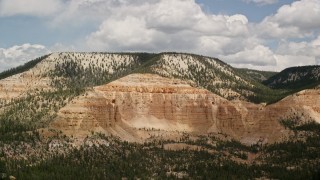 5.5K aerial stock footage of flying by a mesa with desert vegetation, Barney Top Mesa, Utah Aerial Stock Footage | AX130_408