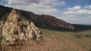 5.5K aerial stock footage of flying by desert mountain peak, Navajo Mountain, Utah Aerial Stock Footage | AX132_077