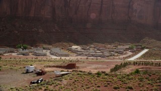 5.5K aerial stock footage of Goulding's Lodge near Monument Valley Airport, Goulding, Utah Aerial Stock Footage | AX132_138