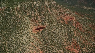 5.5K aerial stock footage of approaching rock ledges on a mesa, Manti-La Sal National Forest, Utah Aerial Stock Footage | AX136_135