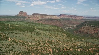 5.5K aerial stock footage of approaching Cathedral Butte and mesas, Manti-La Sal National Forest, Utah Aerial Stock Footage | AX136_193E