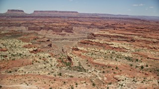 5.5K aerial stock footage of orbiting Colorado River through Meander Canyon, Canyonlands National Park, Utah Aerial Stock Footage | AX136_232E