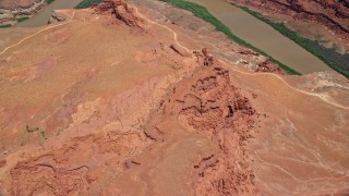 5.5K aerial stock footage of a bird's eye view of Colorado River in Meander Canyon, Utah Aerial Stock Footage | AX136_266E