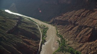 5.5K aerial stock footage of following the Colorado River and State Route 128 in Moab, Utah Aerial Stock Footage | AX138_006