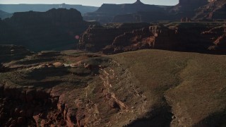 5.5K aerial stock footage approach butte from the river in Canyonlands National Park, Utah Aerial Stock Footage | AX138_089E