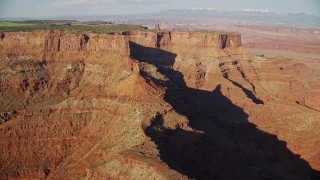 5.5K aerial stock footage approach butte in Shafer Canyon in Canyonlands National Park, Utah Aerial Stock Footage | AX138_162