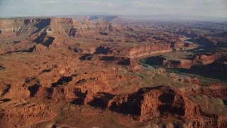 5.5K aerial stock footage approach mesas beside the Colorado River in Moab, Utah Aerial Stock Footage | AX138_167