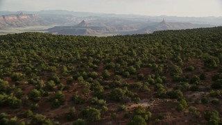 5.5K aerial stock footage approach South Six-Shooter Peak, North Six-Shooter Peak, Moab, Utah Aerial Stock Footage | AX138_256