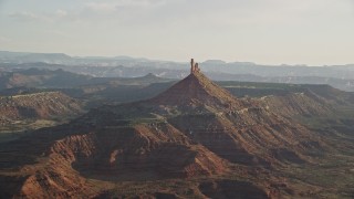 5.5K aerial stock footage of flying toward North Six-Shooter Peak, Moab, Utah Aerial Stock Footage | AX138_264E