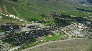 5.5K aerial stock footage orbit Park City Mountain Resort, Park City, Utah Aerial Stock Footage | AX140_203E