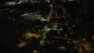 5.5K aerial stock footage approaching Western Avenue, Allston, Massachusetts, night Aerial Stock Footage | AX141_108