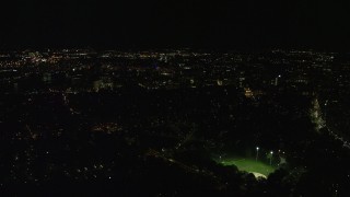 5.5K aerial stock footage approaching Massachusetts General Hospital, office buildings, West End, Downtown Boston, Massachusetts, night Aerial Stock Footage | AX141_191E