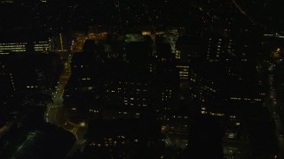 5.5K aerial stock footage orbiting city streets, Massachusetts, General Hospital, West End, Downtown Boston, Massachusetts, night Aerial Stock Footage | AX141_197