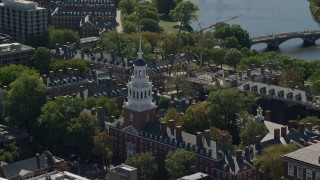 5.5K aerial stock footage flying by Harvard University, Lowell House, Cambridge, Massachusetts Aerial Stock Footage | AX142_084