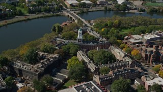 5.5K aerial stock footage orbiting Harvard University, Eliot House, Cambridge, Massachusetts Aerial Stock Footage | AX142_098E