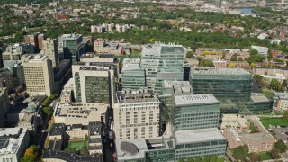 5.5K aerial stock footage orbiting the Longwood Medical Area, Boston, Massachusetts Aerial Stock Footage | AX142_132E