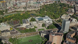 AX142_140 - 5.5K aerial stock footage orbiting the Museum of Fine Arts, Boston, Massachusetts