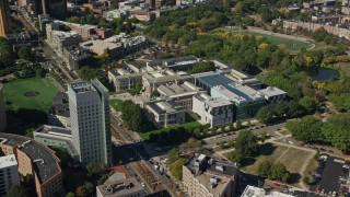 AX142_141E - 5.5K aerial stock footage orbiting the Museum of Fine Arts, Boston, Massachusetts