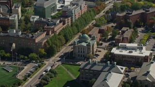 5.5K aerial stock footage approaching Greek Orthodox Cathedral of New England, Boston, Massachusetts Aerial Stock Footage | AX142_146