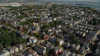 5.5K aerial stock footage flying by coastal communities, South Boston, Massachusetts Aerial Stock Footage | AX142_243E