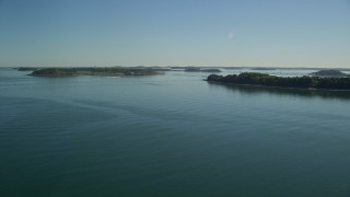 5.5K aerial stock footage approaching Spectacle Island, Thompson Island, Boston Harbor, Massachusetts Aerial Stock Footage | AX142_246