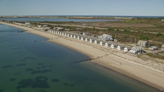 5.5K aerial stock footage flying by Top Mast Resort, Days' Cottages, Cape Cod, Truro, Massachusetts Aerial Stock Footage | AX143_214