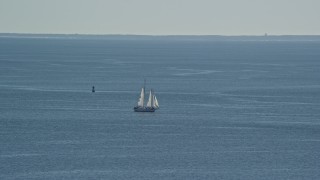 5.5K aerial stock footage flying by sailing boat, Cape Cod Bay, Massachusetts Aerial Stock Footage | AX143_220