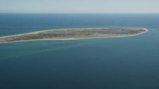 5.5K aerial stock footage flying by Monomoy Island, Cape Cod, Massachusetts Aerial Stock Footage | AX144_060E