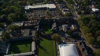 6k aerial stock footage orbiting International Tennis Hall of Fame, Newport Casino, Newport, Rhode Island Aerial Stock Footage | AX144_242E