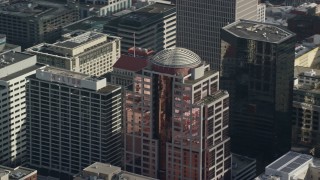 5.5K aerial stock footage tracking 1000 Broadway building in Downtown Portland, Oregon Aerial Stock Footage | AX153_076