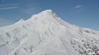 5.5K aerial stock footage of snow on the slopes of Mount Hood, Cascade Range, Oregon Aerial Stock Footage | AX154_097