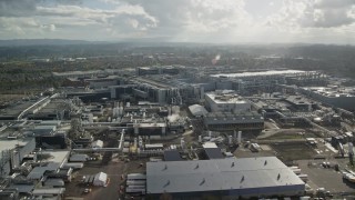 5.5K aerial stock footage flying by Intel Ronler Acres Campus, Hillsboro, Oregon Aerial Stock Footage | AX154_254