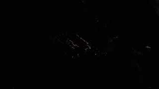 5.5K aerial stock footage of a suburban home at night decorated for Christmas, Southwest Portland, Oregon Aerial Stock Footage | AX155_441