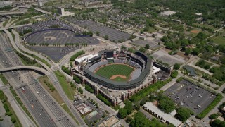 4.8K aerial stock footage approaching Turner Field Atlanta, Georgia Aerial Stock Footage | AX36_001