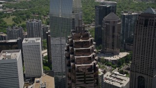 4.8K aerial stock footage flying by Promenade II, revealing 1180 Peachtree, Midtown Atlanta Aerial Stock Footage | AX36_014