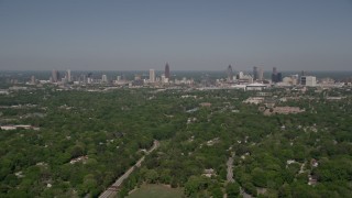 4.8K aerial stock footage of Midtown and Downtown Atlanta seen from West Atlanta, Georgia Aerial Stock Footage | AX37_006