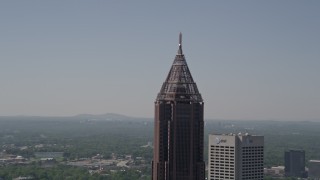 4.8K aerial stock footage of a medium shot approaching Bank of America Plaza, Midtown Atlanta Aerial Stock Footage | AX37_016