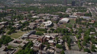 AX37_029 - 4.8K aerial stock footage flying by Georgia Institute of Technology, Atlanta, Georgia