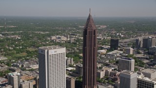 4.8K aerial stock footage approach and orbit Bank of America Plaza, Midtown Atlanta, Georgia Aerial Stock Footage | AX37_043E